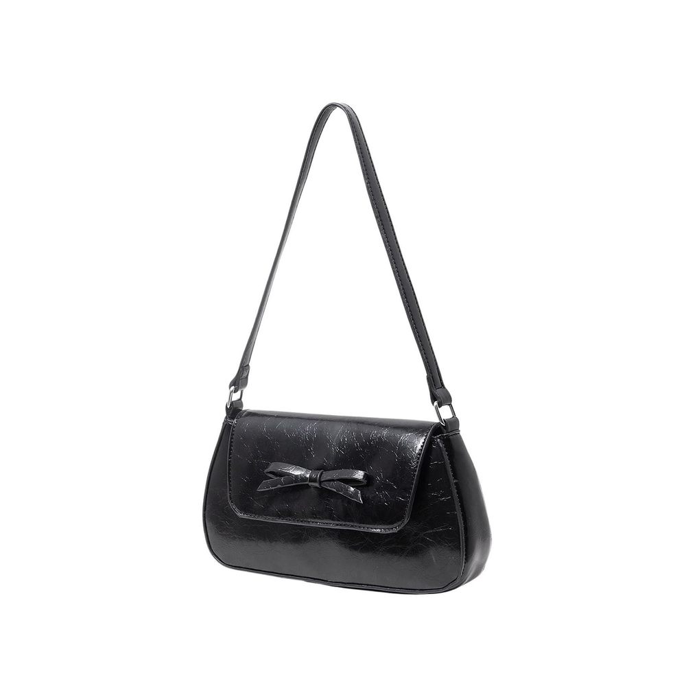Pu Leather Flap Shoulder Bag Bow Elegant Underarm Bags Vintage :>